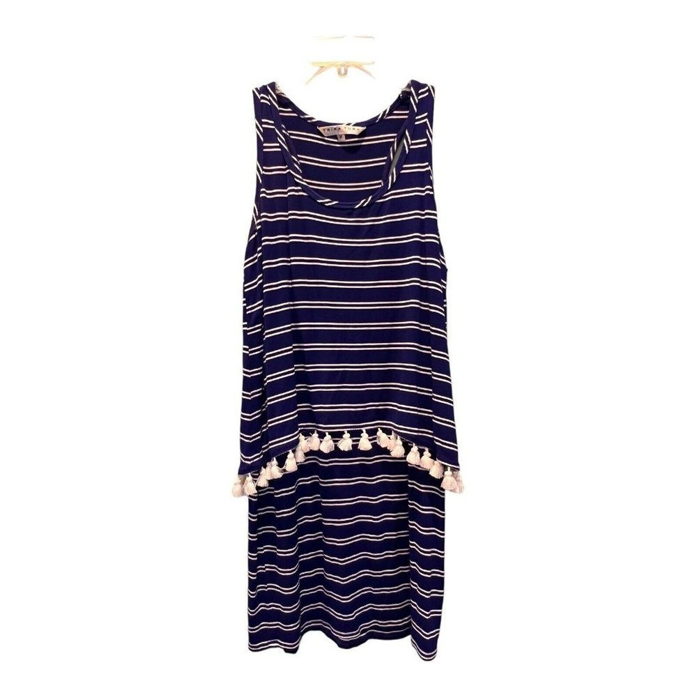 Trina Turk Royal Blue & White Striped Racer back sleevelessβ dress Size Med
